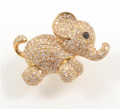 Brillantbrosche Elefant zus. 1 ct - Klenoty