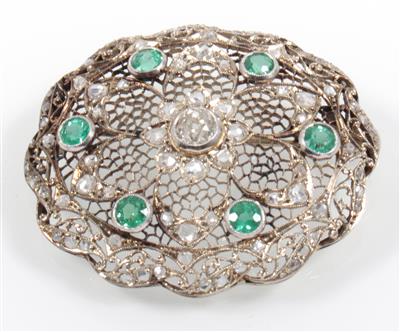 Diamant Smaragdbrosche - Weihnachtsauktion Juwelen