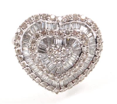 Brillant Diamantring "Herz" zus. ca. 2,60 ct - Gioielli