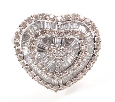 Brillant Diamantring "Herz" zus. ca. 2,60 ct - Jewellery