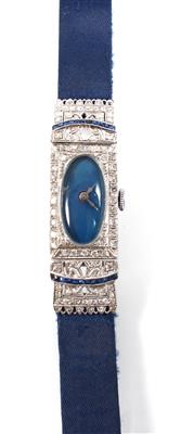 Altschliffdiamant Saphir Art Deco Armbanduhr - Gioielli