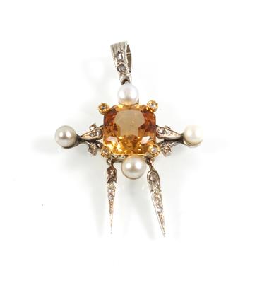 Diamantrauten Kulturperlen Citrinanhänger - Jewellery