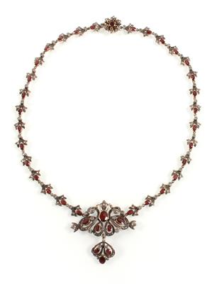 Diamantrauten Granatcollier - Klenoty