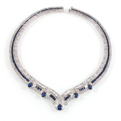 Diamant-Saphircollier zus. ca. 22,30 ct - Jewellery