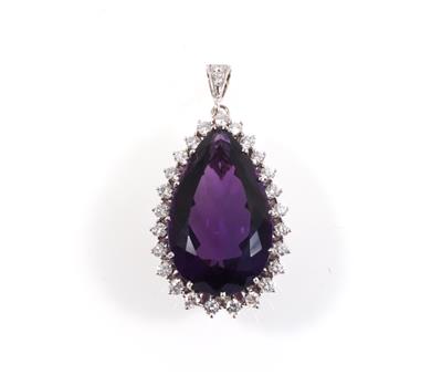 Brillant-Amethystanhänger zus. ca. 1,10 ct - Jewellery