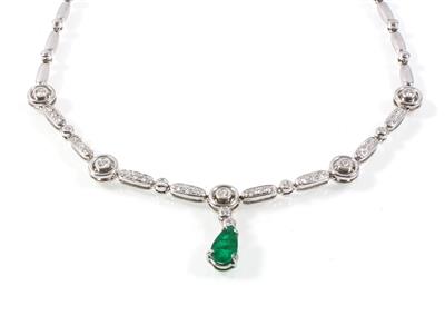 Brillant Smaragd Collier zus. ca. 0,80 ct - Jewellery