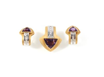 Brillant Amethyst Damenschmuckgarnitur - Schmuck Abendauktion