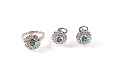 Brillant-Smaragddamenschmuckgarnitur zus. ca. 2,60 ct - Jewellery