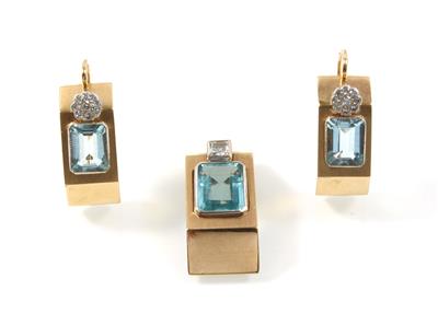 Aquamarin Damenschmuckgarnitur zus. ca. 6 ct - Jewellery