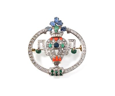 Diamant Farbsteinbrosche - Jewellery