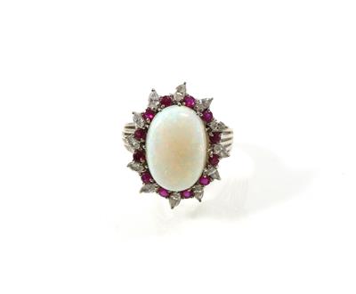 Diamant Rubin Opalring - Jewellery