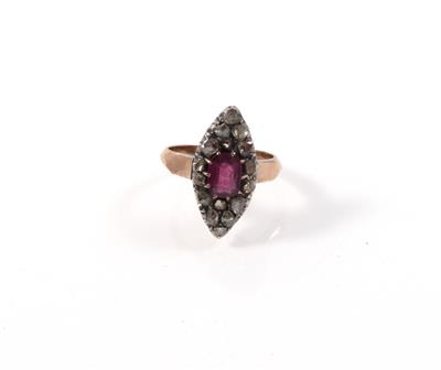 Diamantrauten Granatring - Erlesener Schmuck