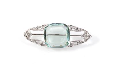 Diamant Aquamarinbrosche - Jewellery