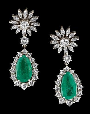 Diamant Smaragdohrclipgehänge - Jewellery
