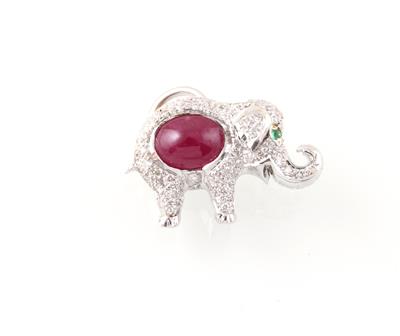Brillant Farbstein Anhänger Elefant - Jewellery