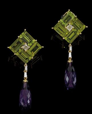 Peridot Amethystohrgehänge - Erlesener Schmuck