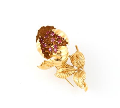 Rubin Blütenbrosche - Exquisite jewellery