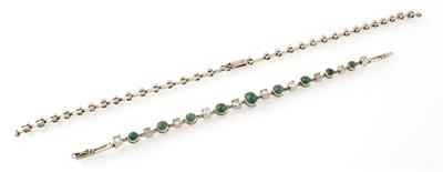 Altschliffdiamant Smaragd Armkette mit Collierteil - Exquisite jewellery