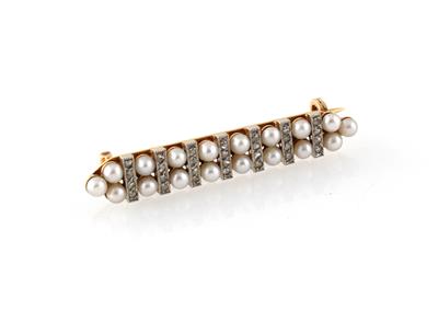 Diamantrauten Kulturperlen Brosche - Exquisite jewellery