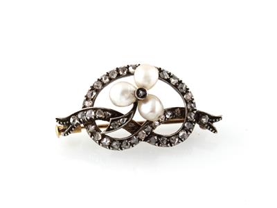 Diamantrauten Kulturperlenbrosche - Exquisite jewellery