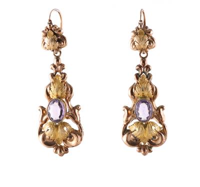 Amethyst Biedermeier Ohrringe mit Gehängeteilen - Exquisite jewellery