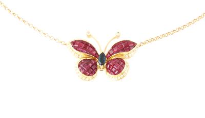 Brillant Farbsteincollier Schmetterling - Výtečný klenoty