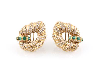 Brillant Smaragdohrclips - Exquisite jewellery