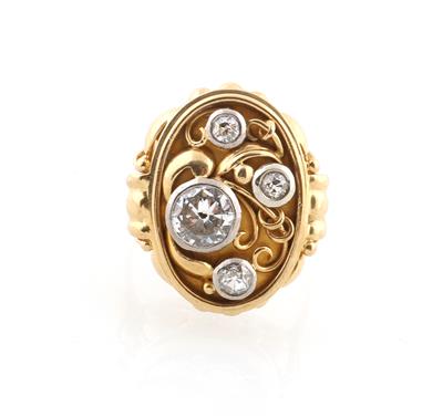 Altschliffbrillantring zus. ca. 1,10 ct - Exquisite jewellery