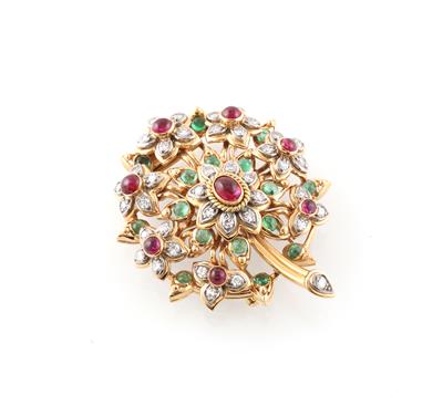 Diamant Farbstein Brosche - Exquisite jewellery
