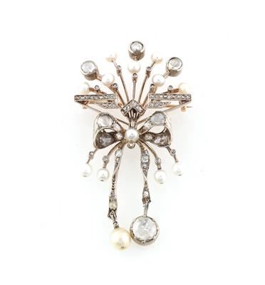 Kulturperlen Diamantrauten Brosche - Exquisite jewellery