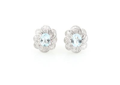 Diamant Aquamarin Ohrclips - Exkluzivní šperky