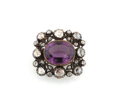 Diamantrauten Amethyst Brosche - Erlesener Schmuck