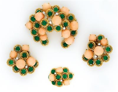 Korallen Brillant DamenSchmuckgarnitur - Exquisite jewellery