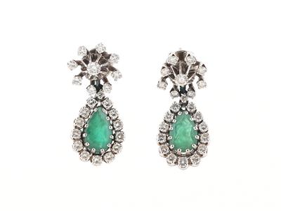 Brillant Smaragd Ohrsteckgehänge - Exquisite jewellery