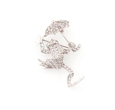 Brillantbrosche Frosch zus. ca. 1 ct - Erlesener Schmuck