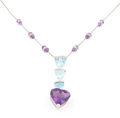 Brillant Aquamarin Amethystcollier - Erlesener Schmuck