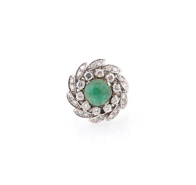 Diamant Smaragdring zus. ca. 1 ct - Exquisite jewellery