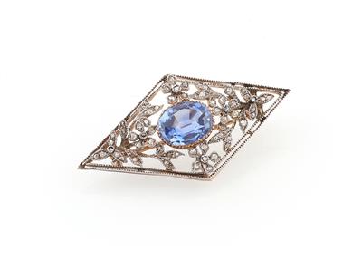 Saphir Diamantbrosche zus. ca.3,00 ct - Exkluzivní šperky