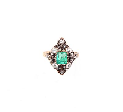 Altschliffdiamanten Smaragd Ring - Gioielli scelti