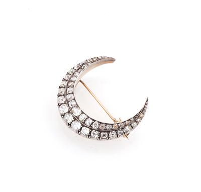 Diamantbrosche Mond zus. ca. 4 ct - Exquisite jewellery