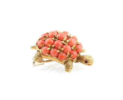 Pomellato Korallenbrosche Schildkröte - Exquisite jewellery