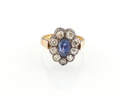 Diamantring mit unbehandeltem Saphir ca. 1 ct - Exquisite jewellery