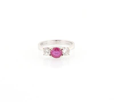 Brillantring mit unbehandeltem Rubin ca. 1 ct - Saisonabschlussauktion Schmuck