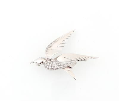 Diamantbrosche Vogel zus. ca. 0,50 ct - Exquisite jewellery