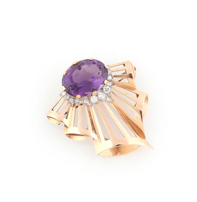 Brillant Amethystbrosche - Erlesener Schmuck