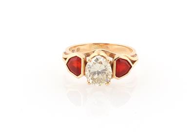 Diamant Feueropal Ring - Erlesener Schmuck