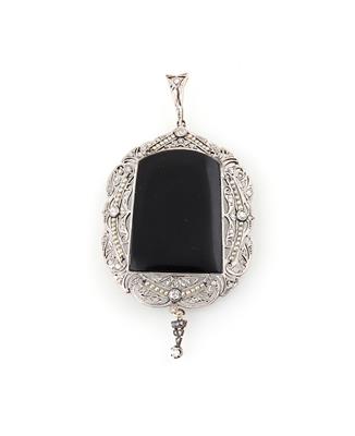 Orientperlen Altschliffdiamant Onyx Anhänger - Exquisite jewellery