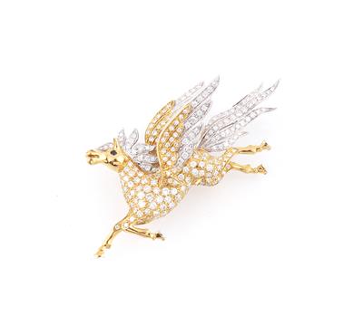 Brillantbrosche Pegasus zus. ca. 3,80 ct - Exquisite jewellery