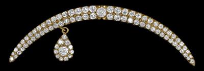 Altschliffdiamantbrosche Mond zus. ca. 3,20 ct - Exquisite jewellery