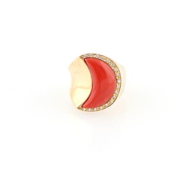 Brillant Korallen Ring Mond - Exkluzivní šperky